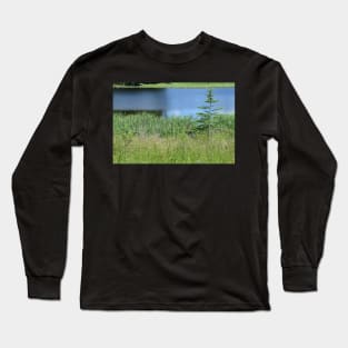 Pond and Tree Landscape, Water and Grass Long Sleeve T-Shirt